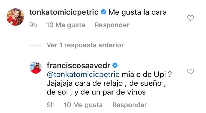 Tonka Tomicic reacciona a foto de Pancho Saavedra en vacaciones