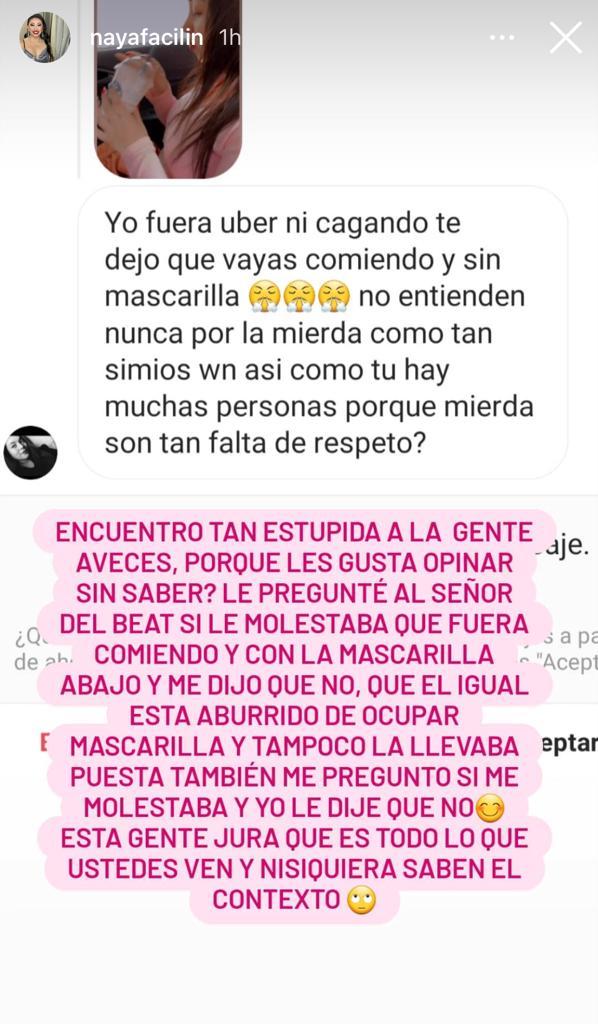 Naya Fácil recibe ataques por mostrarse sin mascarilla en auto