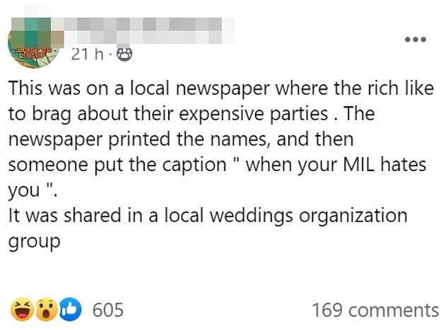 Comentario a foto de boda