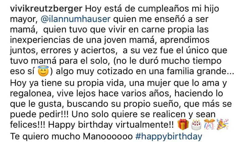 Vivi Kreutzberger celebra a su hijo mayor con fotos inéditas