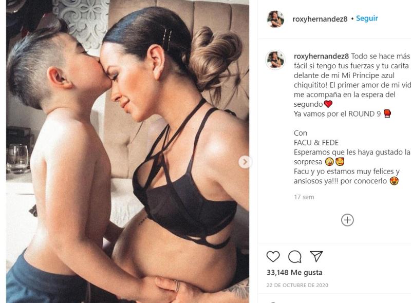 Roxana Hernández embarazada y su hijo