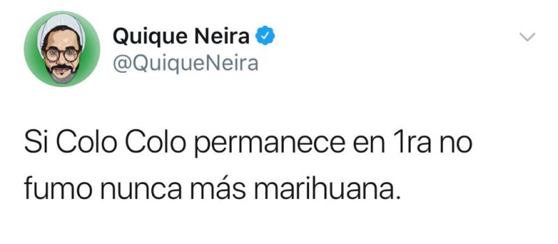 Quique Neira promete dejar la marihuana si Colo Colo no desciende