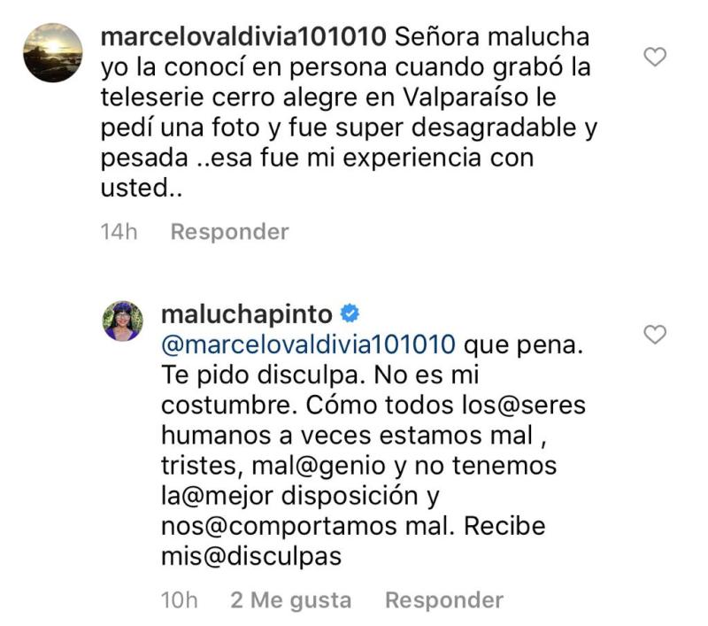 Malucha Pinto se disculpa con fan tras “desagradable” experiencia