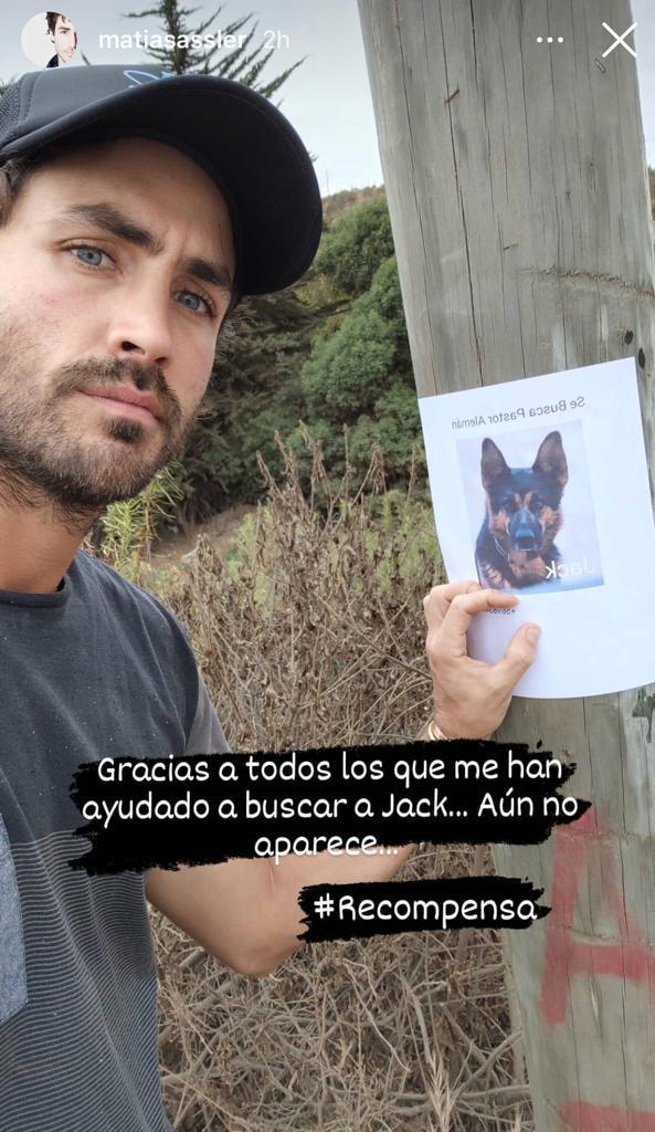 Matías Assler ofrece recompensa para encontrar a su perro