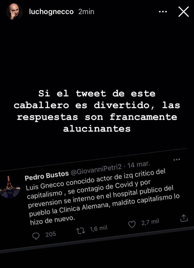 Luis Gnecco reacciona a desubicados mensajes por su contagio de Covid 19