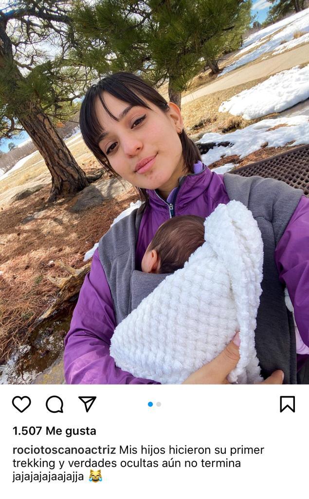 Rocío Toscano hizo trekking con sus bebés de un mes y medio