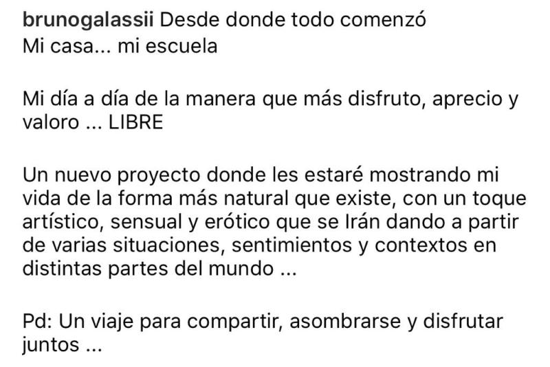 “Libre”: El desnudo total de Bruno Galassi por nuevo proyecto