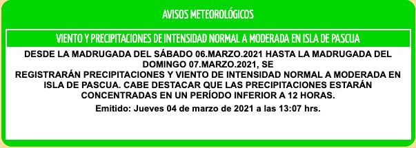 Aviso lluvias Isla de Pascua