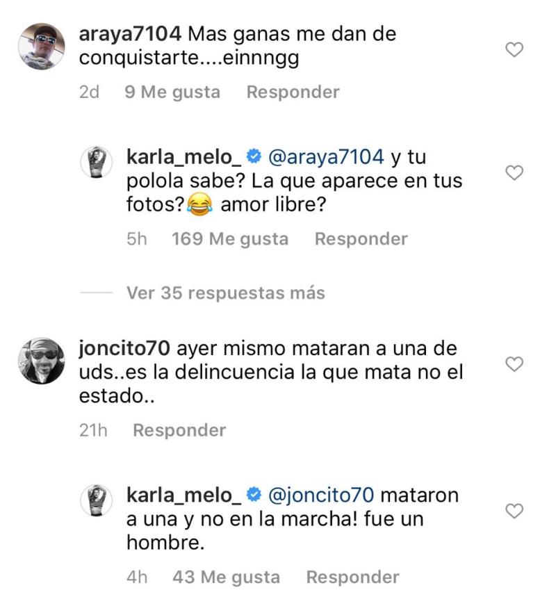 Karla Melo responde a críticas por foto en manifestación del 8M