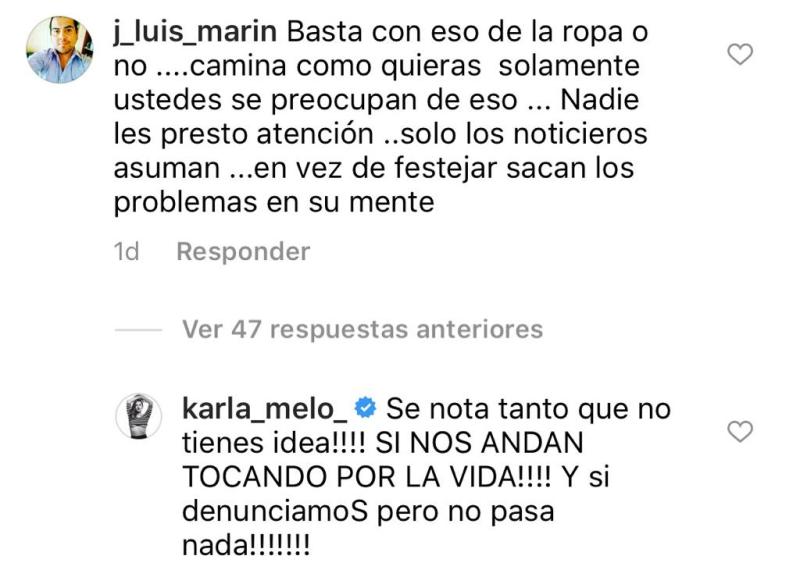 Karla Melo responde a críticas por foto en manifestación del 8M