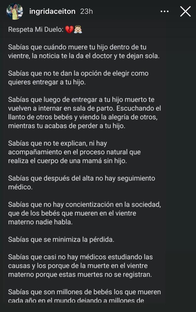 Ingrid Aceitón emociona con reflexión sobre la muerte de un hijo