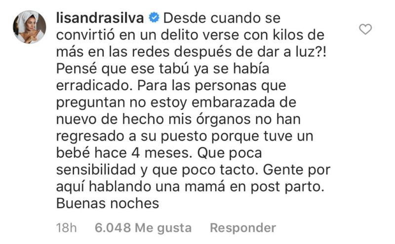 Lisandra Silva muestra su cambio físico a casi 10 meses de ser mamá