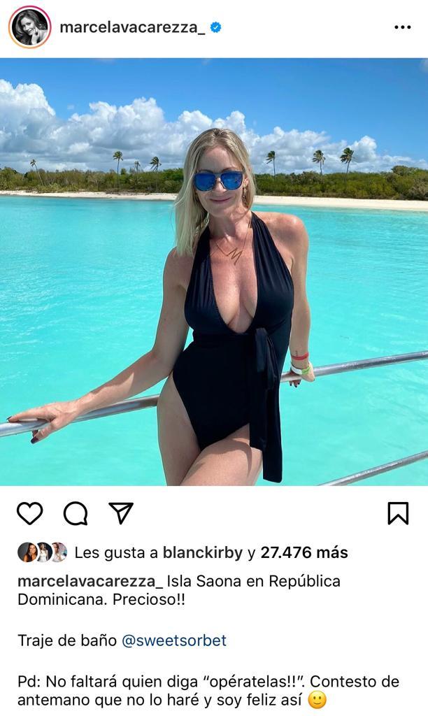 Marcela Vacarezza deslumbra al natural en sus vacaciones