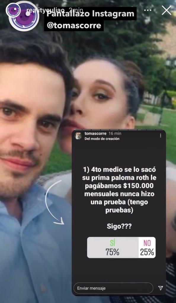 Ex de Vale Roth acusa que ella lo agredió y que pagó para terminar cuarto medio