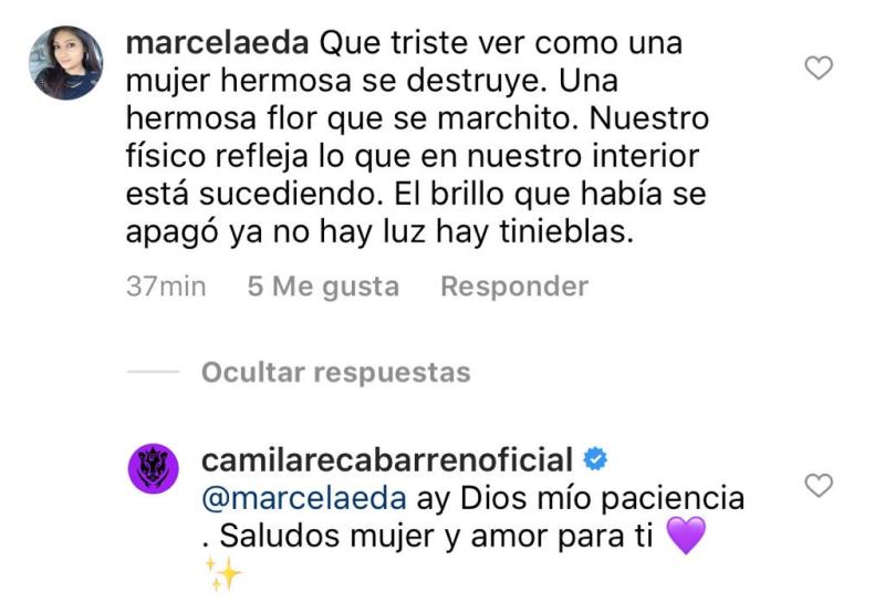“Ya no hay luz”: Camila Recabarren reacciona a duro comentario