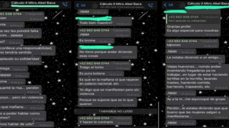 Conversación de Whatsapp de profesor machista de méxico