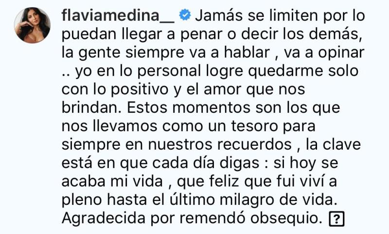 Flavia Medina comparte “cursi” mensaje para su pareja actual