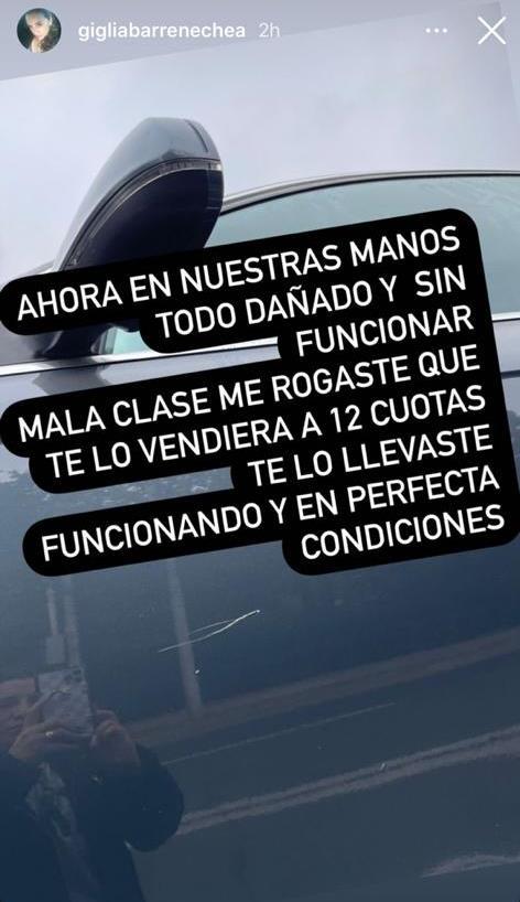 Ex amiga de Luli muestra cómo quedó auto que le prestó
