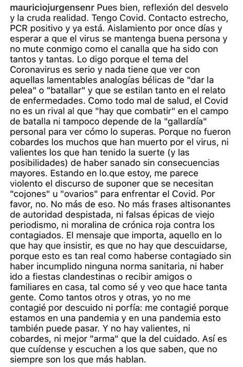 “La cruda realidad”: Mauricio Jürgensen tiene coronavirus