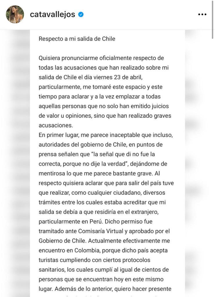 Cata Vallejos explica su polémico viaje al extranjero