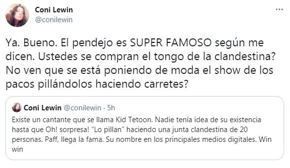 Coni Lewin ningunea a Kidd Tetoon tras detención en Vitacura