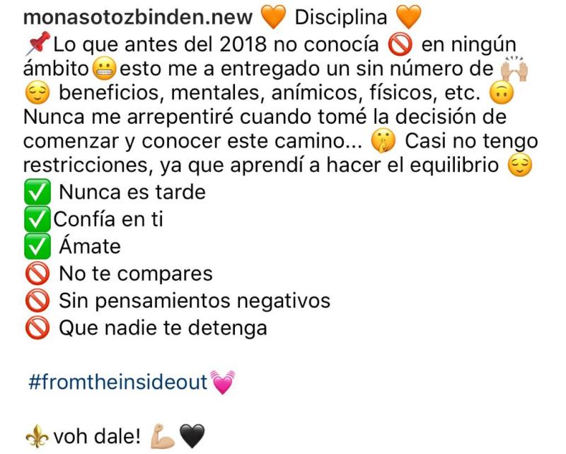 Mónica Soto enseña su físico tras cambio de mentalidad