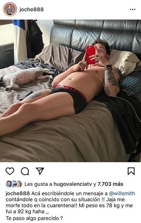 Subió 12 kilos: Joche Bibbó sorprende con foto de su cuerpo