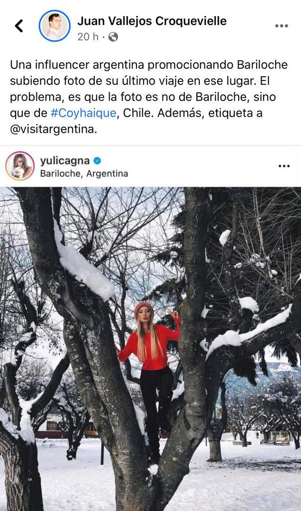 Funan a Yuli Cagna por confundir a Coyhaique con Bariloche