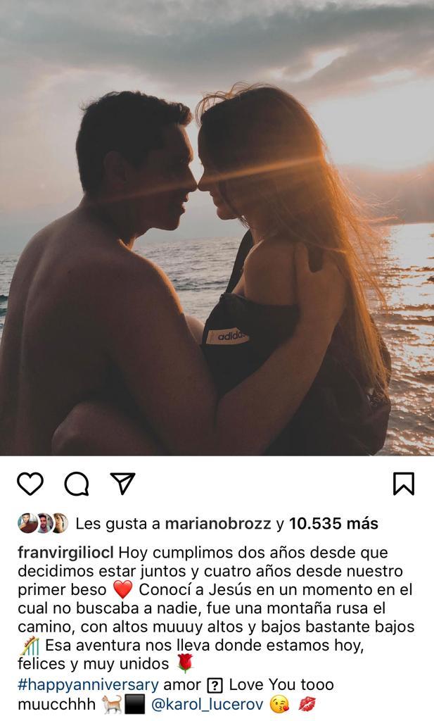 Karol Lucero celebra 2 años de pololeo con Fran Virgilio
