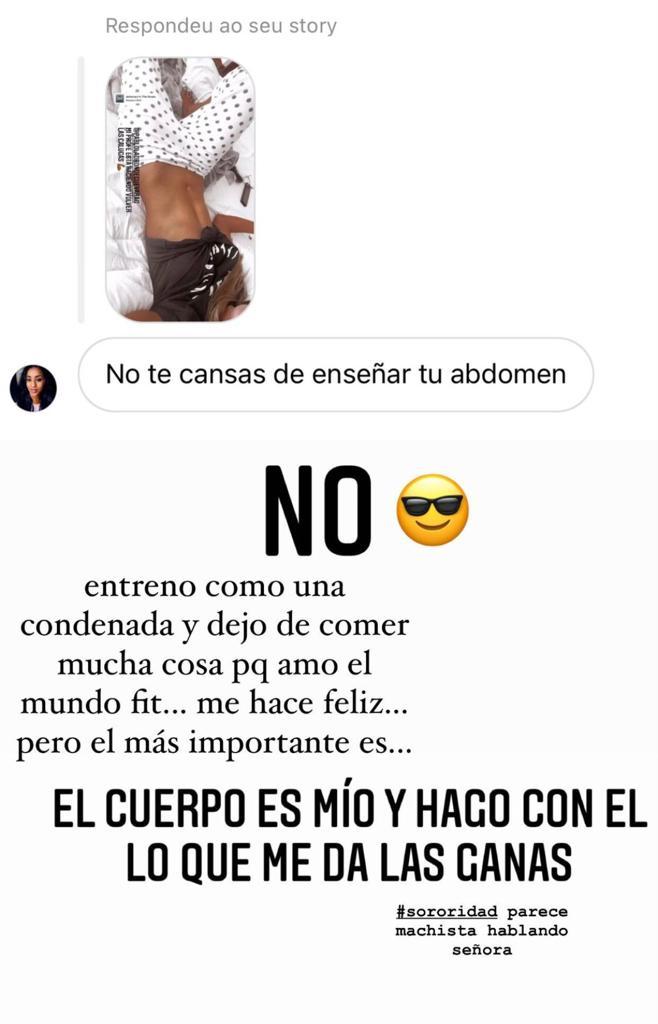 Julia Fernandes responde a crítica por exhibir su vientre plano