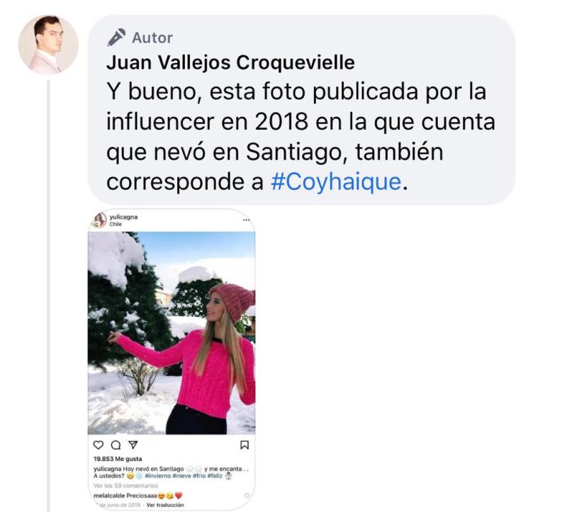 Funan a Yuli Cagna por confundir a Coyhaique con Bariloche
