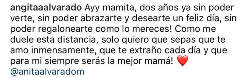 Angie Alvarado no ve a su madre hace dos años
