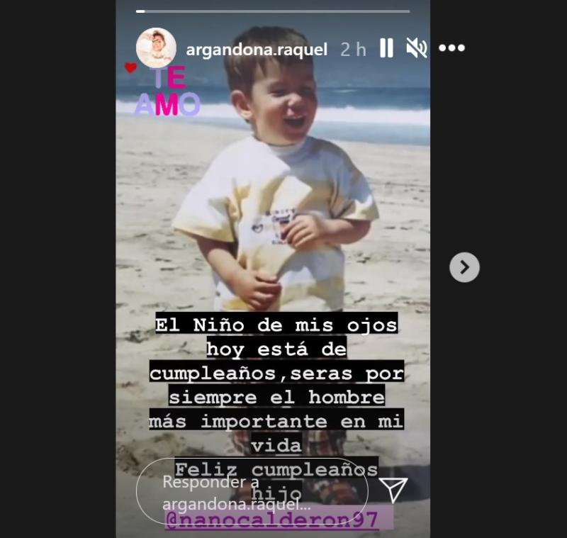 Raquel Argandoña saluda a Nano Calderón