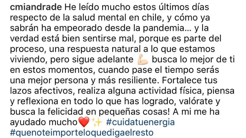 El mensaje de Camila Andrade tras rumores de su vida personal