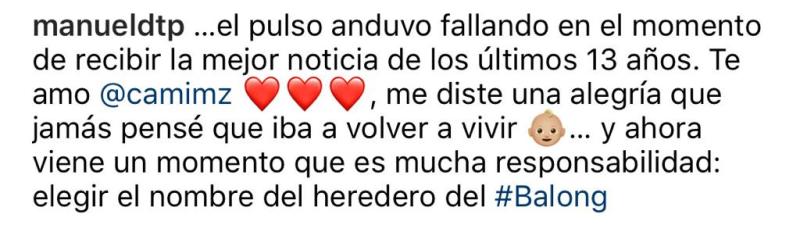 Manuel de Tezanos da a conocer el sexo de su bebé