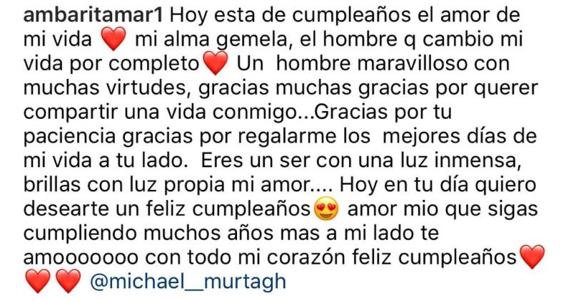 Ámbar Montenegro conmueve con mensaje para Michael Murtagh