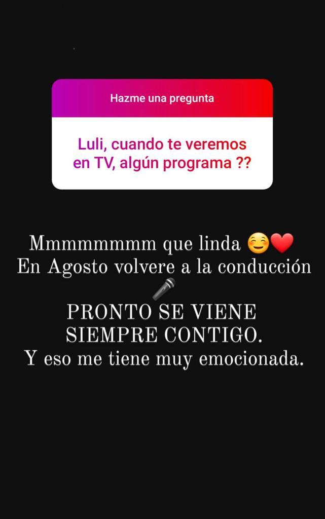 Luli adelanta regreso a la televisión y las competencias fitness