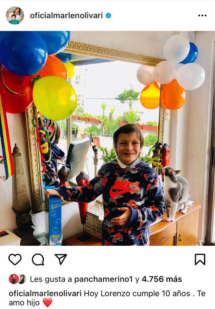 Marlen Olivari celebra los 10 años de su hijo Lorenzo