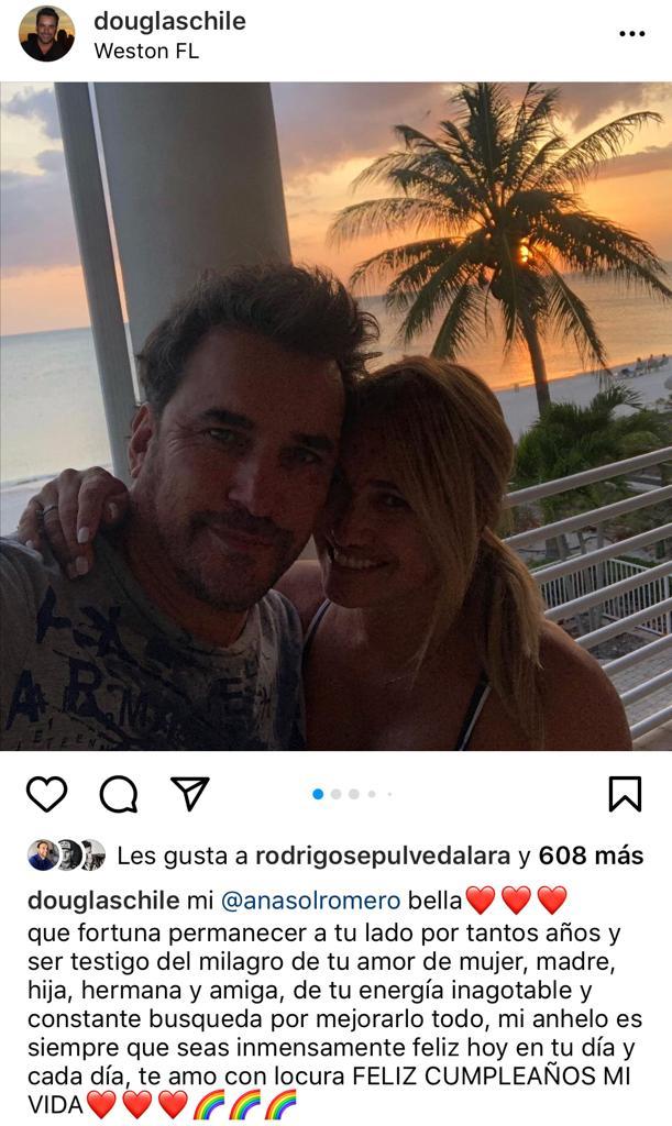 Douglas celebra a Ana Sol Romero tras casi 20 años de matrimonio