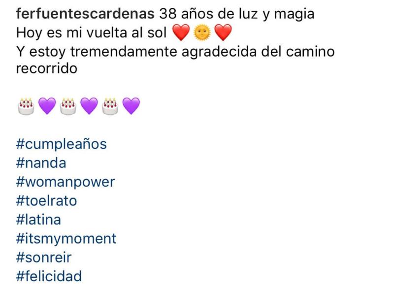 Fernanda Fuentes celebra sus 38 años con aplaudido look juvenil