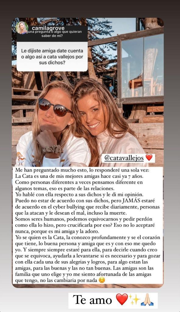 Cata Vallejos recibe férrea defensa de amiga influencer