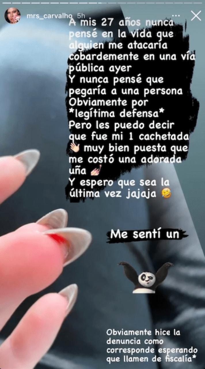 Michelle Carvalho relata fuerte agresión que sufrió en la vía pública