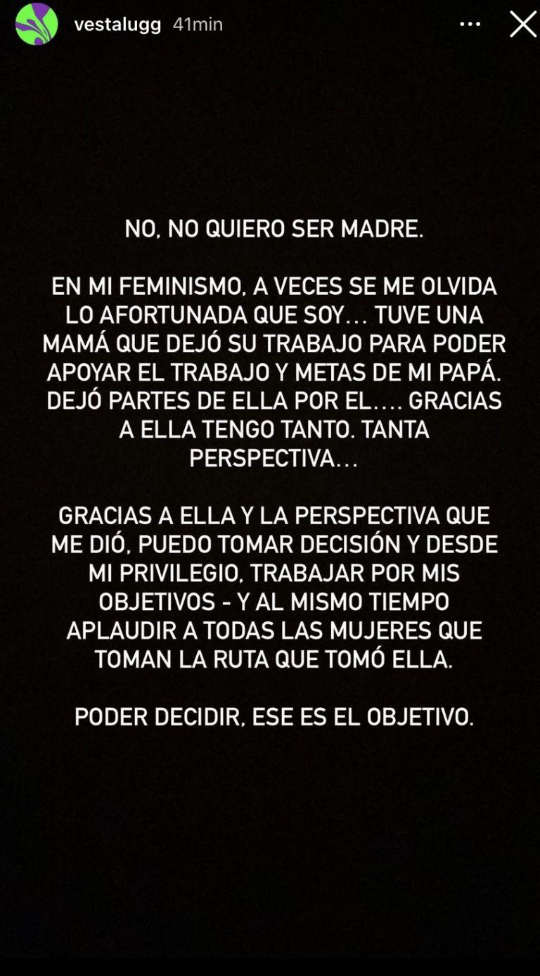 Vesta Lugg explica por qué no quiere ser madre