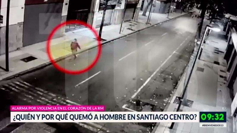 Intensa búsqueda de culpable de quemar a hombre en centro de Santiago