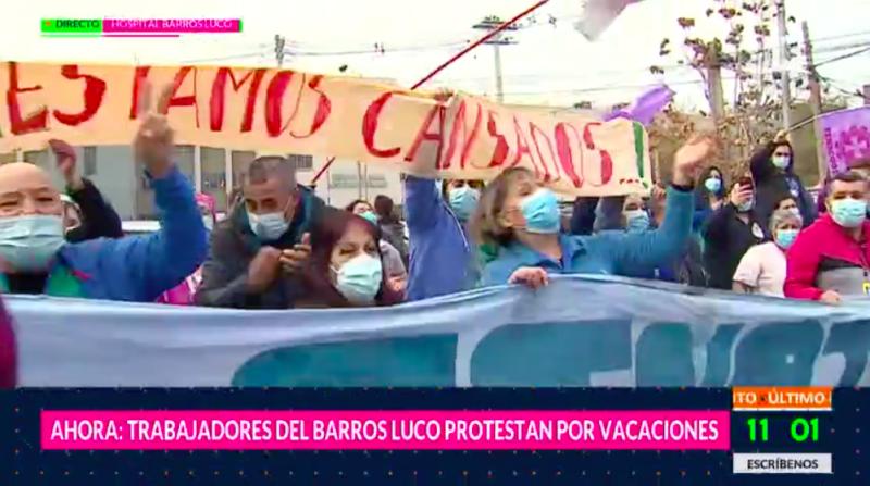 Trabajadores de Hospital Barros Luco protestan por vacaciones