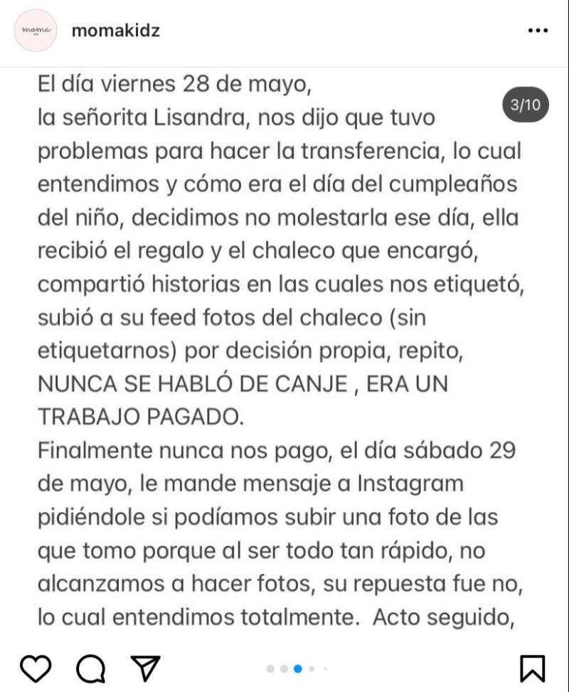 Funan a Lisandra Silva por no pagar chaleco para su hijo