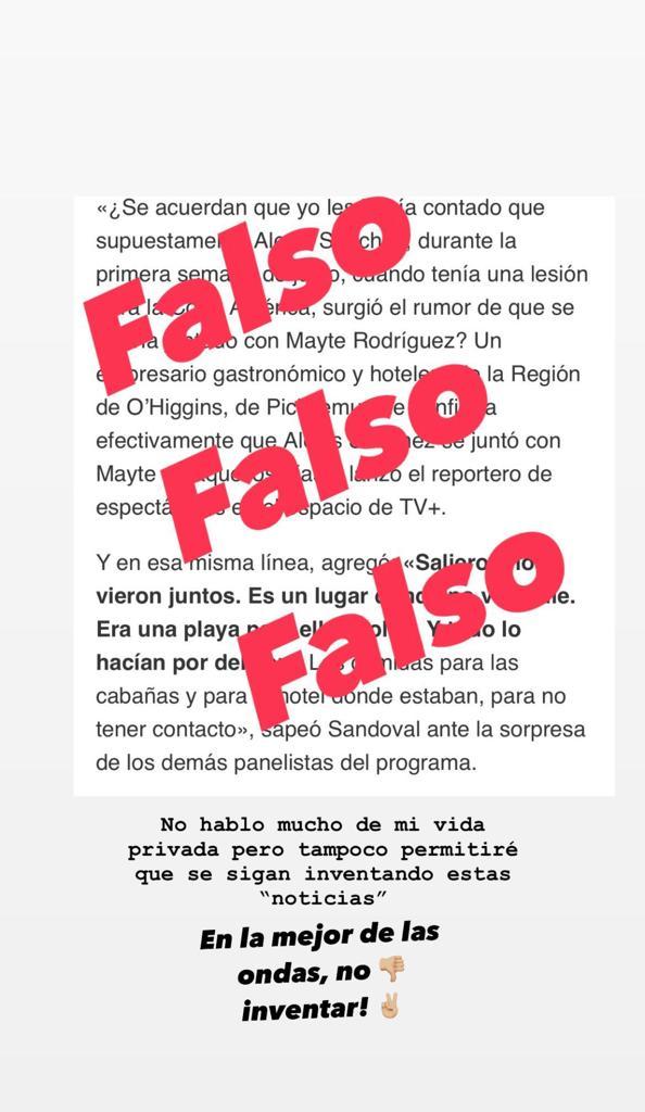 Mayte Rodríguez desmiente reencuentro con Alexis Sánchez