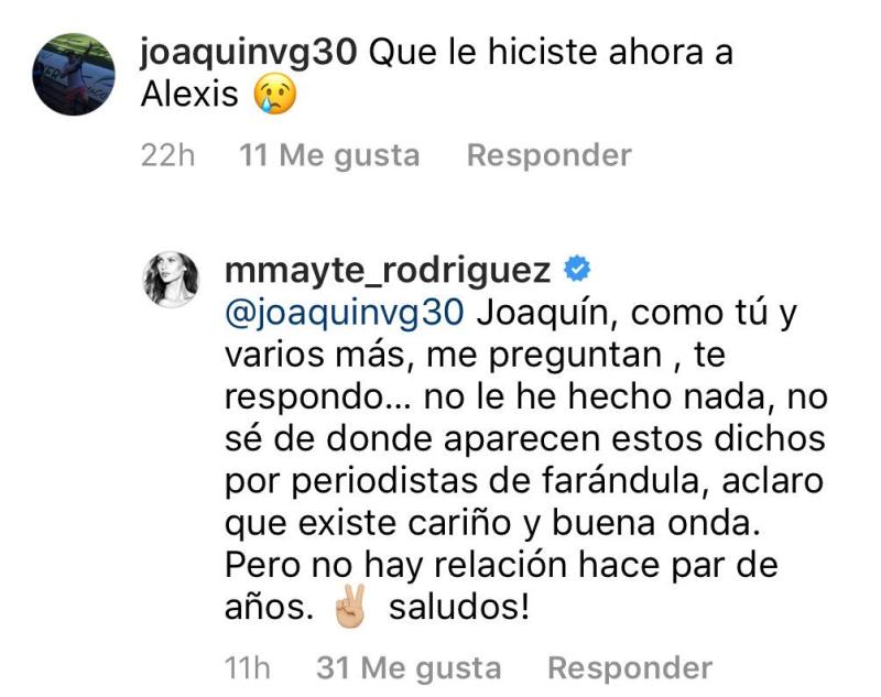 Mayte Rodríguez desmiente reencuentro con Alexis Sánchez