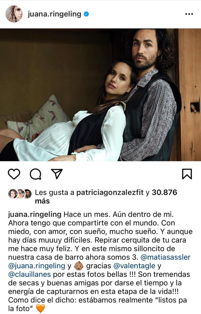 Matías Assler y Juanita Ringeling celebran primer mes de su hijo