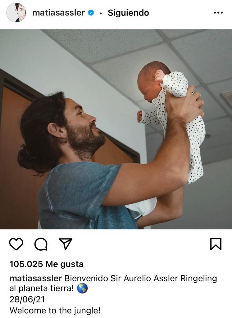 Matías Assler y Juanita Ringeling celebran primer mes de su hijo